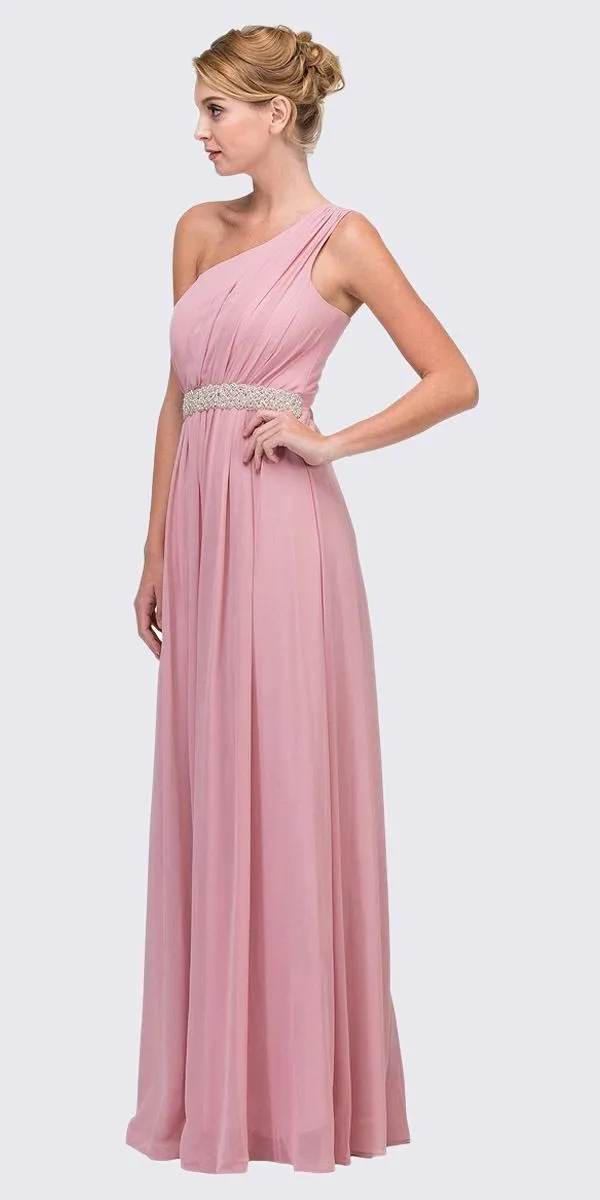 Eureka 1924 Grecian Inspired Chiffon Gown Long One Shoulder