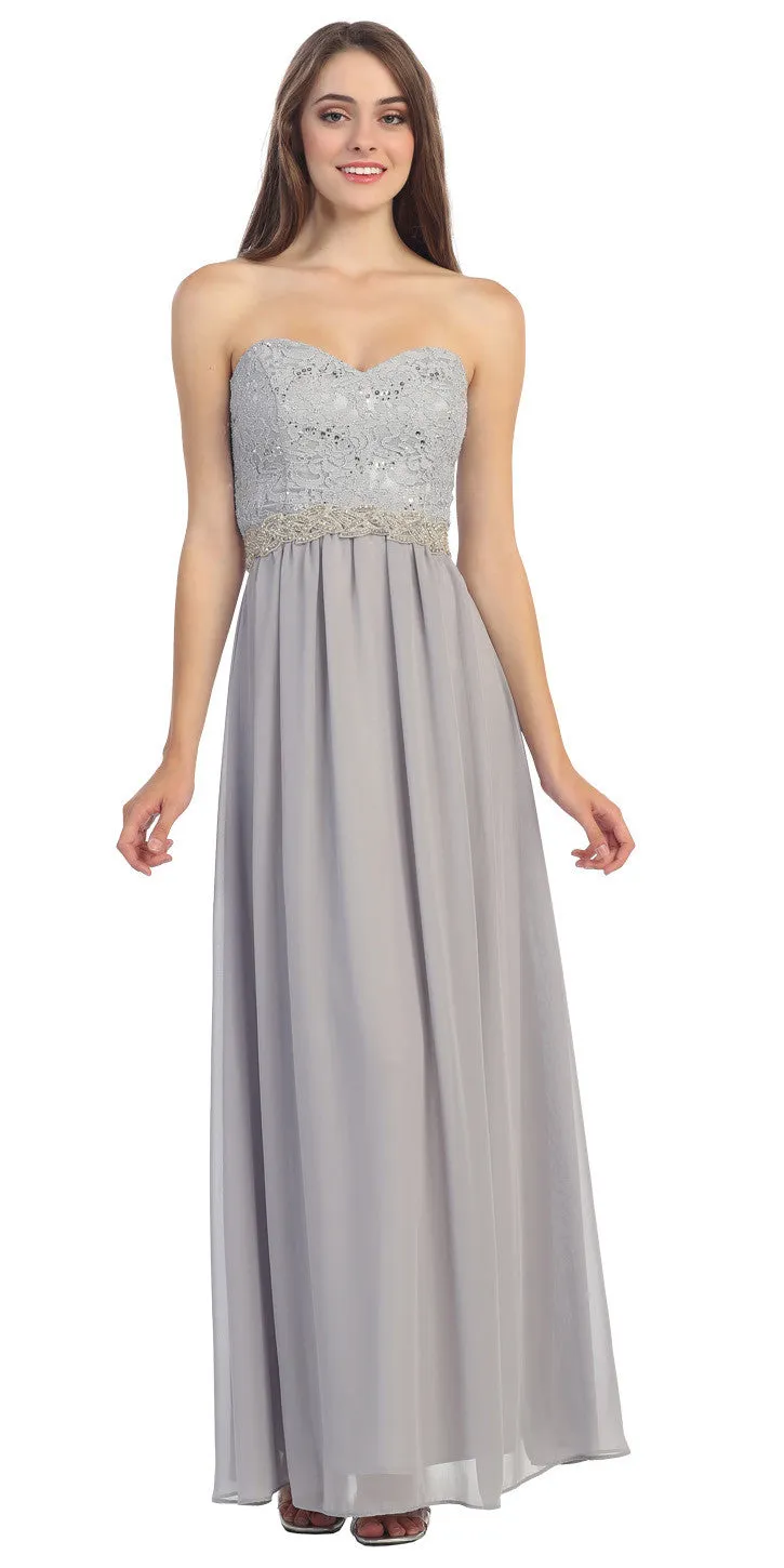 Eureka 2067 A-Line Chiffon Corset Back Dress Lace Bodice Empire