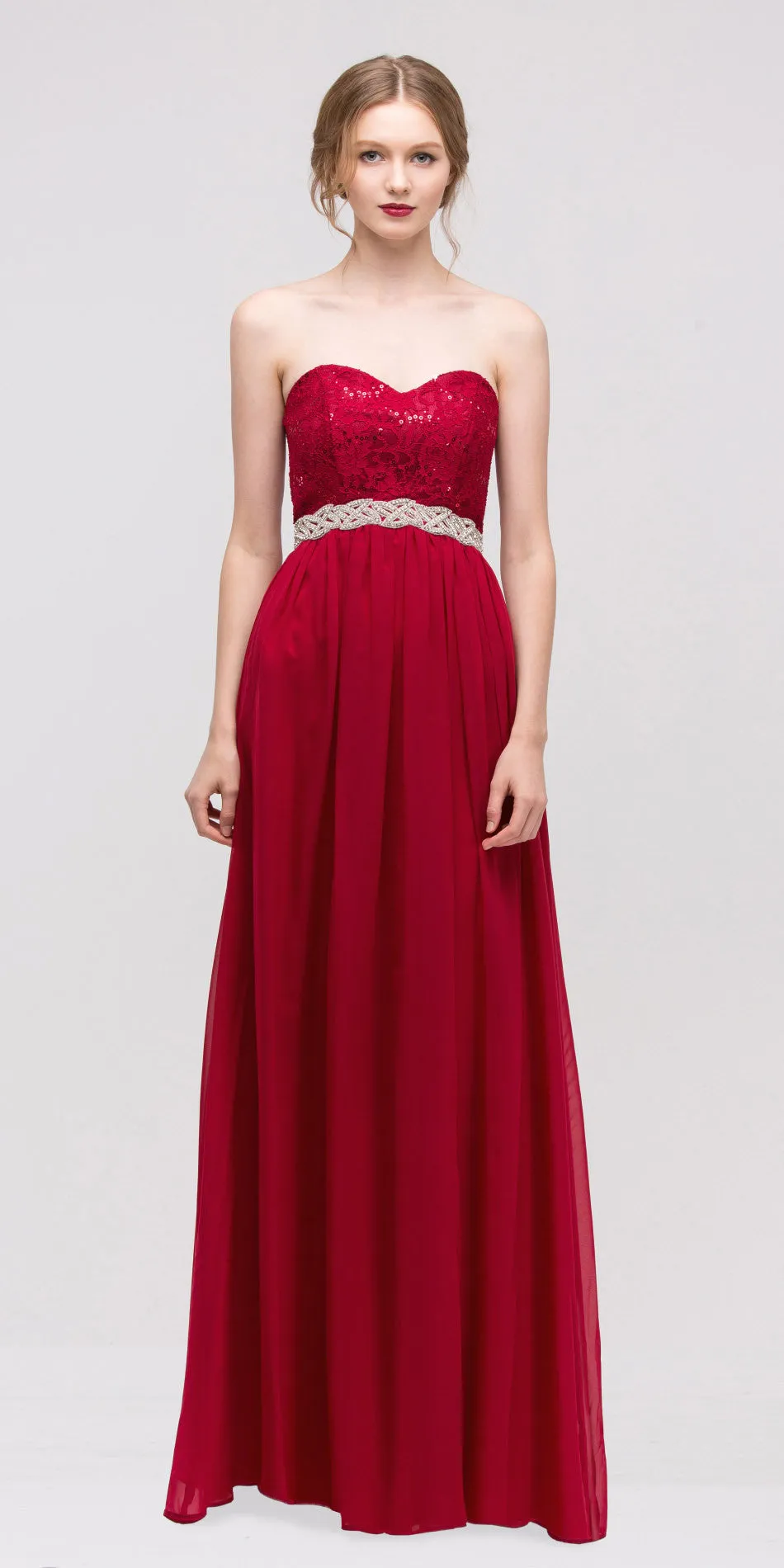 Eureka 2067 A-Line Chiffon Corset Back Dress Lace Bodice Empire