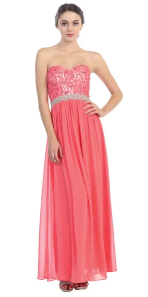 Eureka 2067 A-Line Chiffon Corset Back Dress Lace Bodice Empire