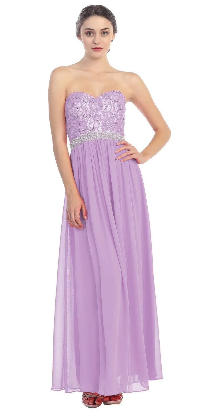 Eureka 2067 A-Line Chiffon Corset Back Dress Lace Bodice Empire