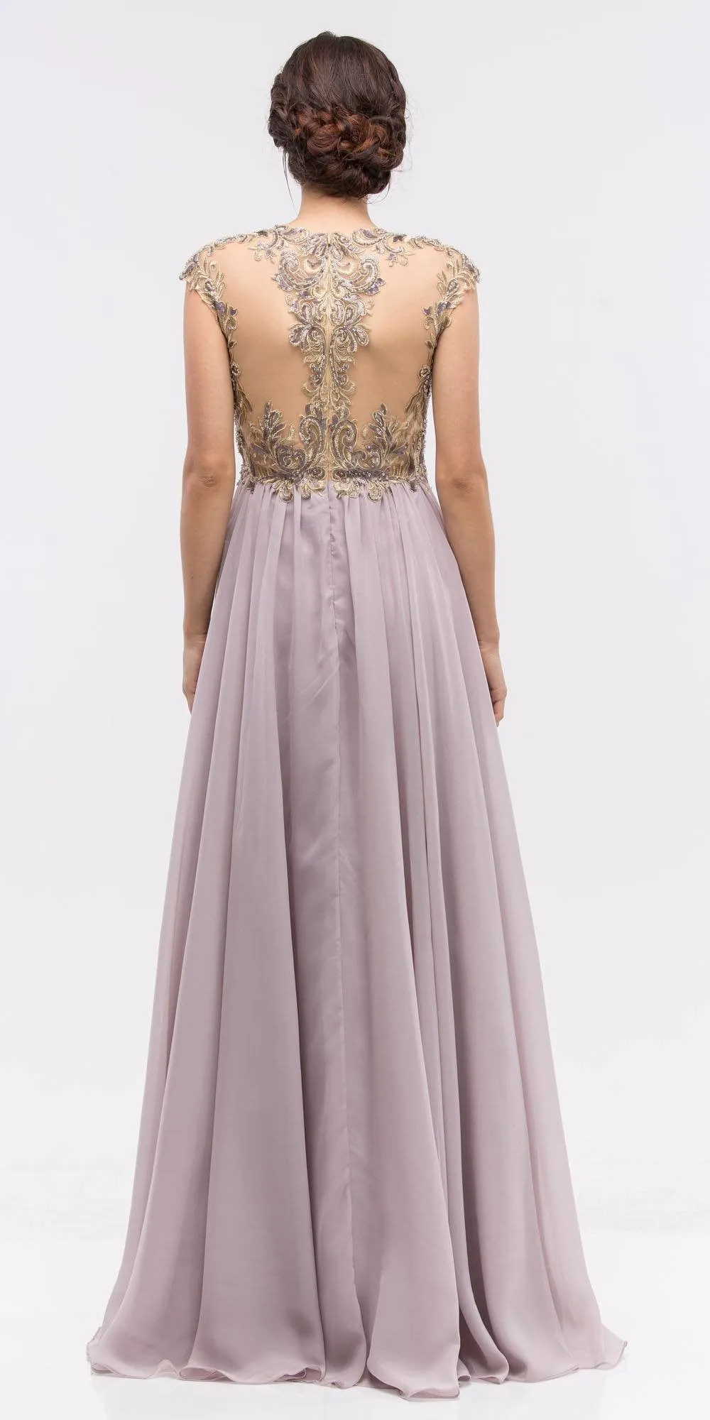 Eureka 3052 Stunning Cap Sleeve Chiffon Long Dress A-Line