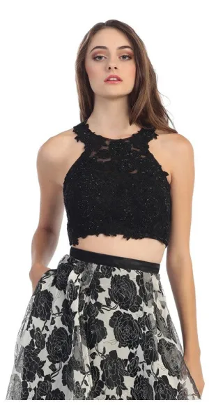 Eureka 4200 Lace 2-Piece Top Dress Lining Criss Cross Back Print