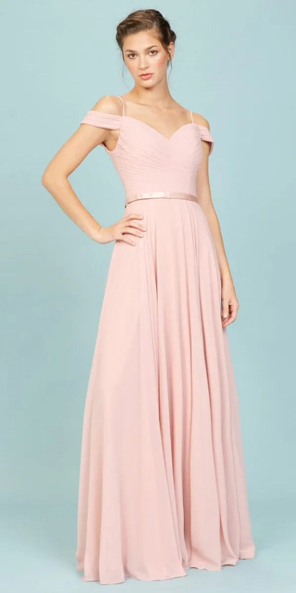 Eureka 7611 Cold-Shoulder Long A-Line Chiffon Dress