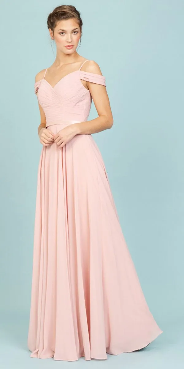Eureka 7611 Cold-Shoulder Long A-Line Chiffon Dress