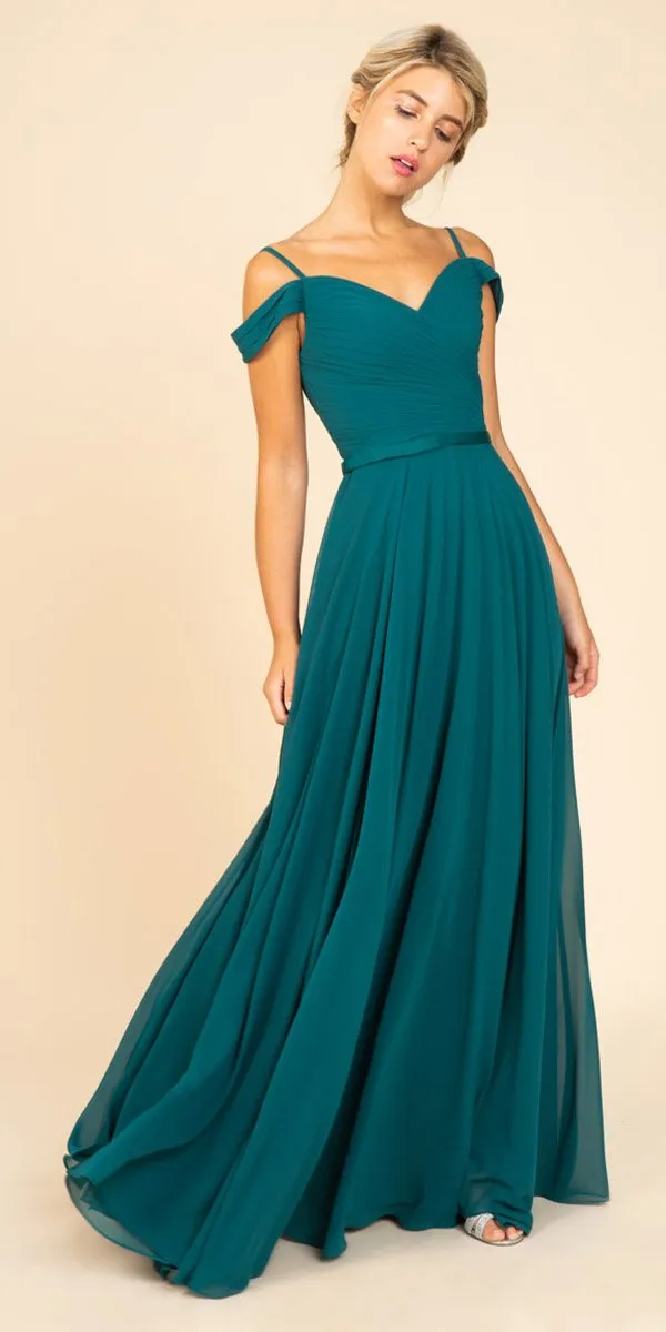 Eureka 7611 Cold-Shoulder Long A-Line Chiffon Dress