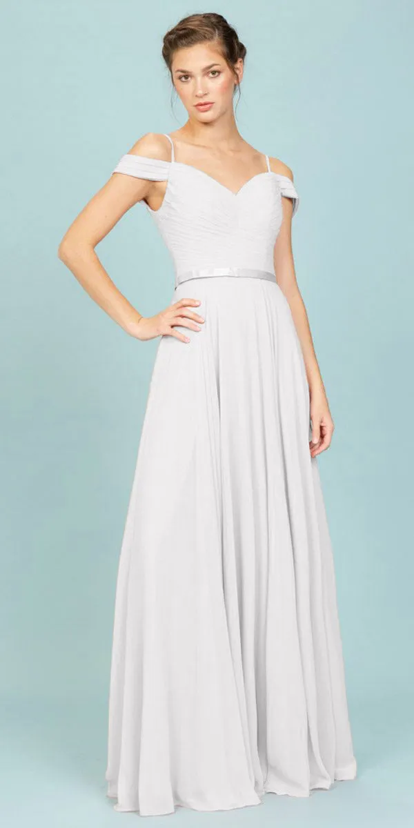 Eureka 7611 Cold-Shoulder Long A-Line Chiffon Dress