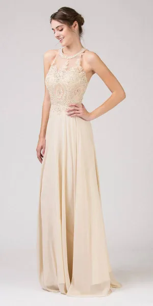 Eureka 9106 Ilusion Neckline Long Formal Dress