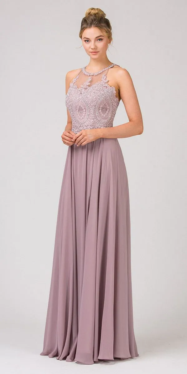 Eureka 9106 Ilusion Neckline Long Formal Dress