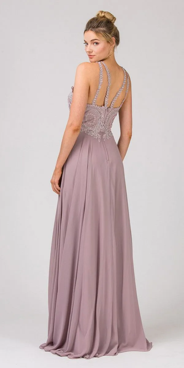 Eureka 9106 Ilusion Neckline Long Formal Dress