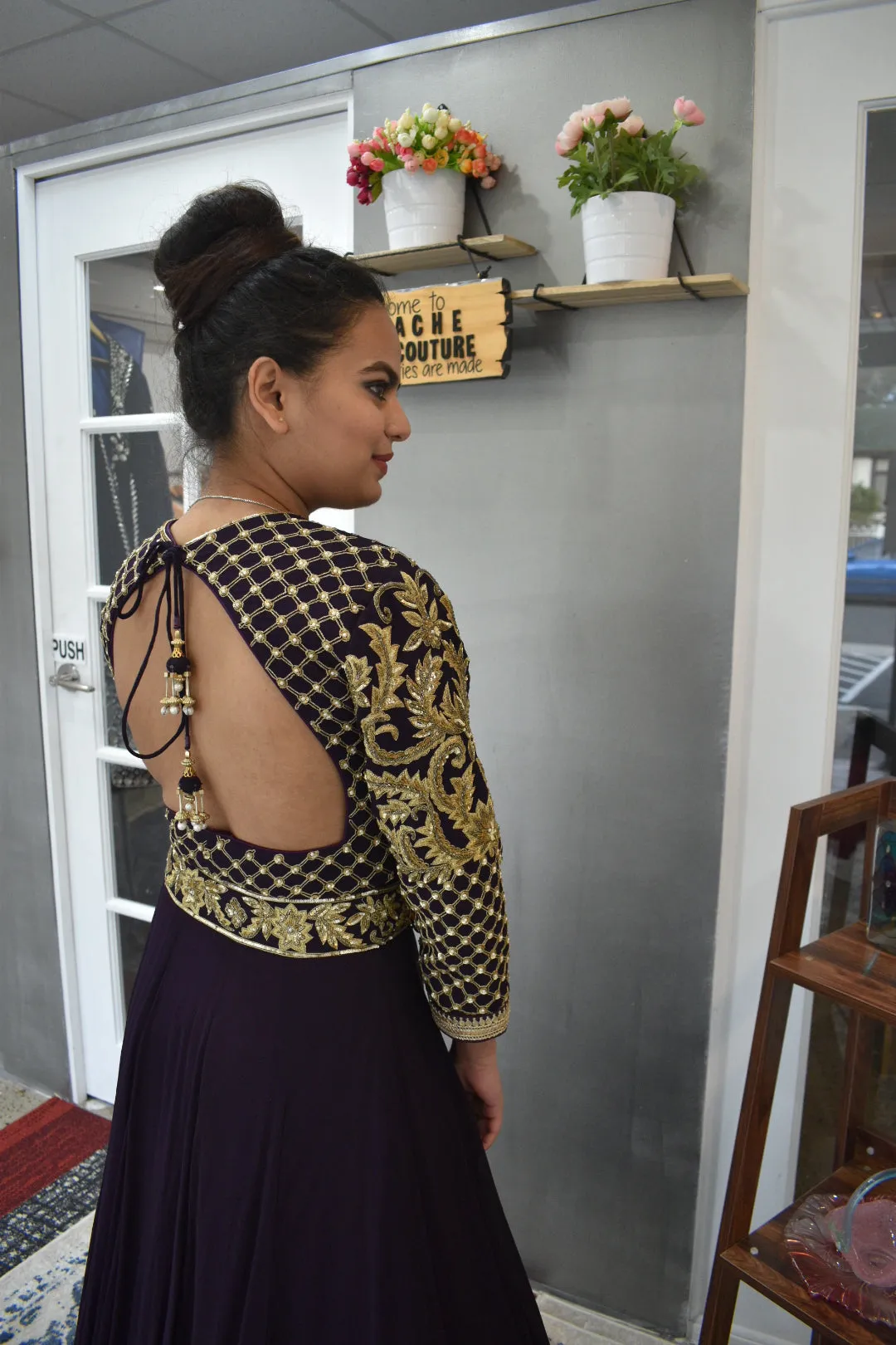 Exclusive Embroidered Party-wear Violet lehenga for a bold woman