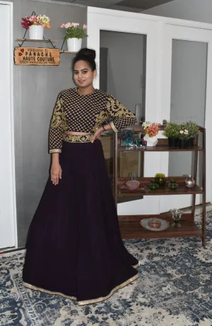 Exclusive Embroidered Party-wear Violet lehenga for a bold woman