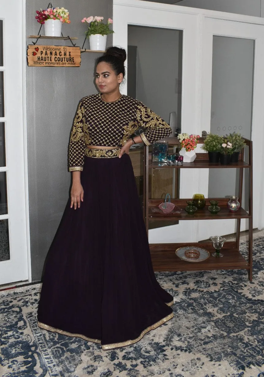 Exclusive Embroidered Party-wear Violet lehenga for a bold woman