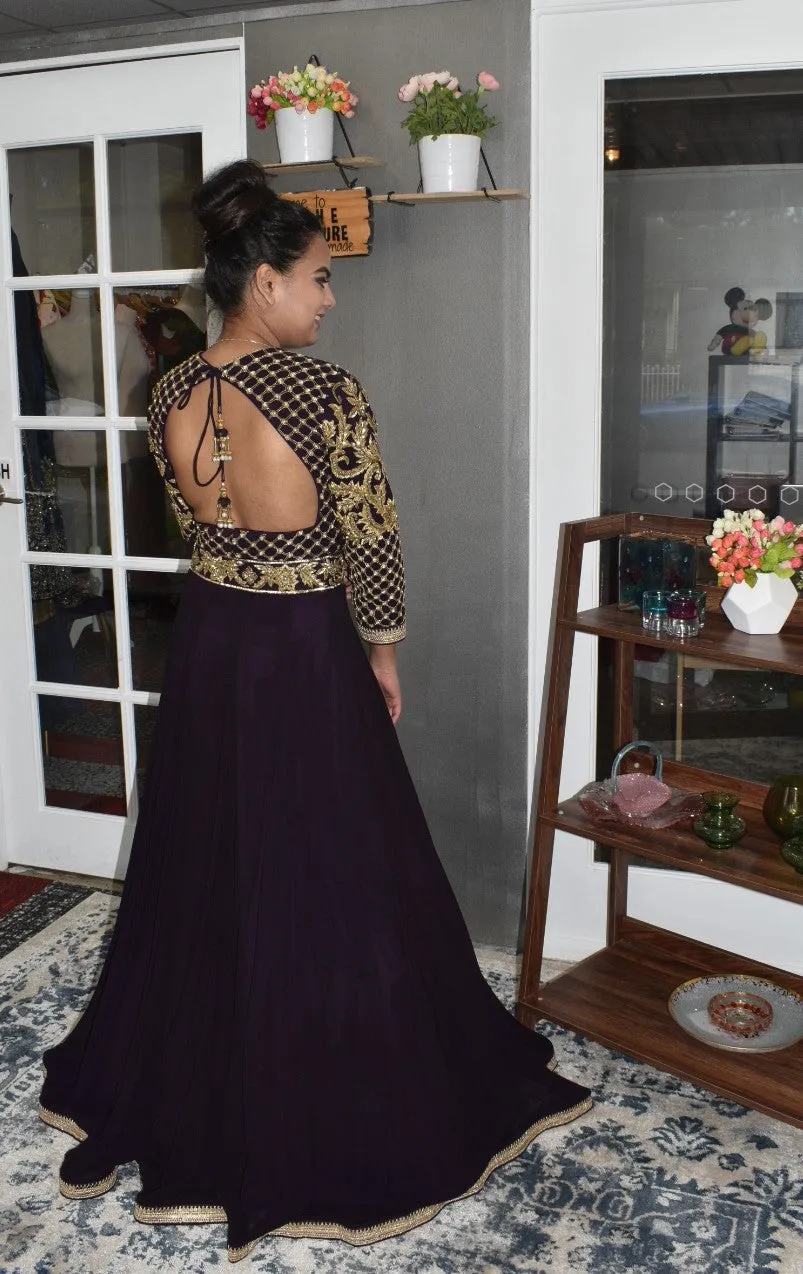 Exclusive Embroidered Party-wear Violet lehenga for a bold woman