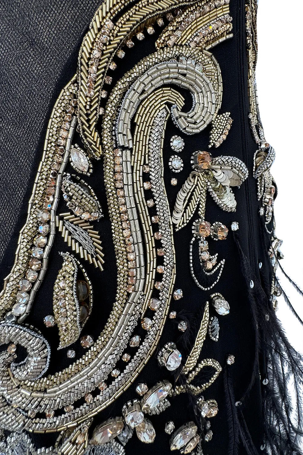 Extraordinary 2015 Roberto Cavalli Runway Feather & Net Dress w Bead & Sequin Detailing