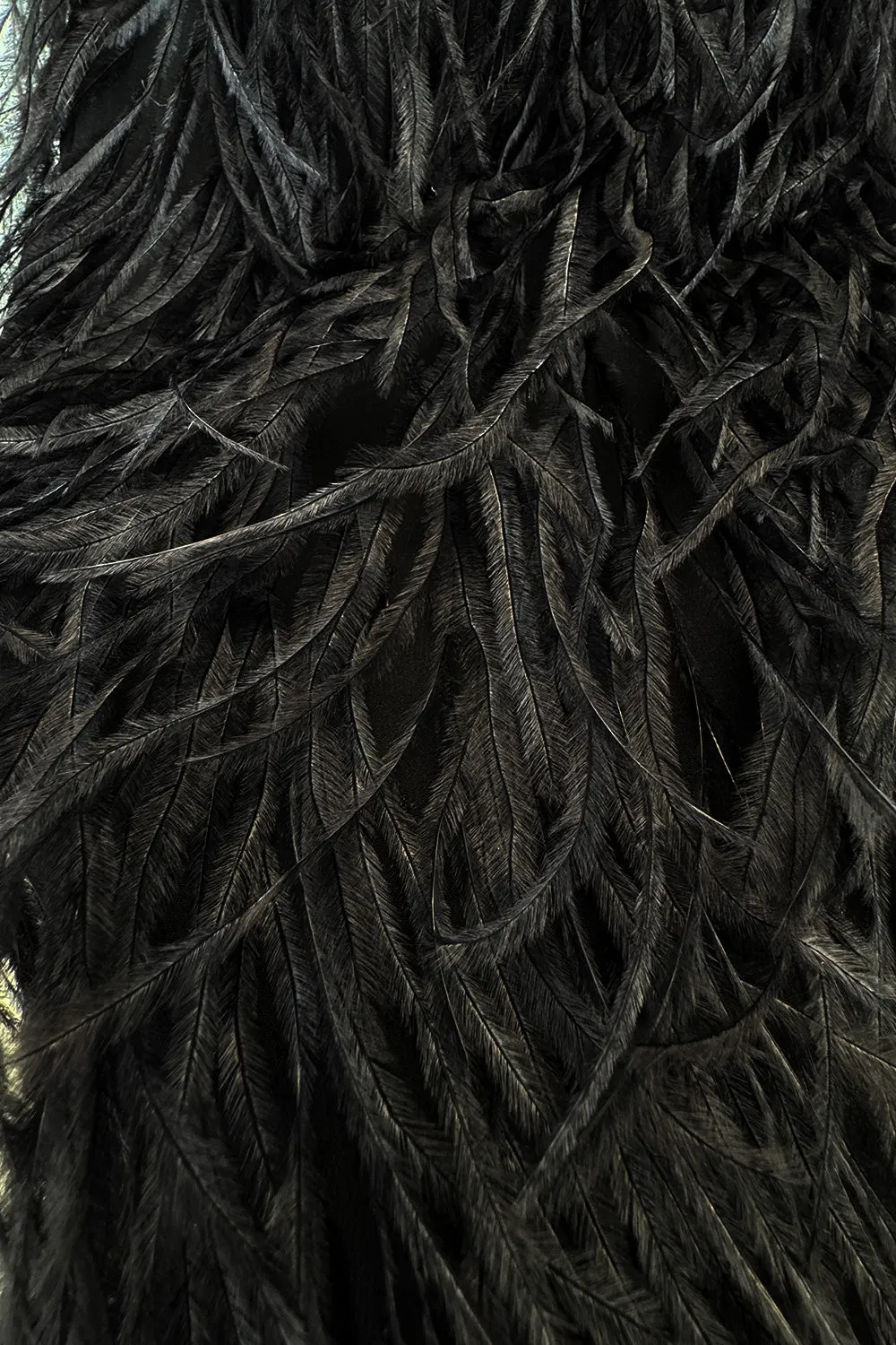 Extraordinary 2015 Roberto Cavalli Runway Feather & Net Dress w Bead & Sequin Detailing