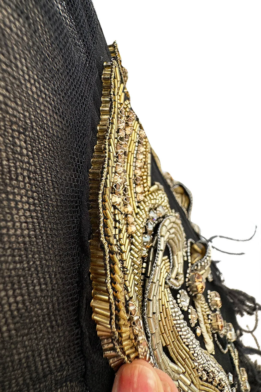 Extraordinary 2015 Roberto Cavalli Runway Feather & Net Dress w Bead & Sequin Detailing
