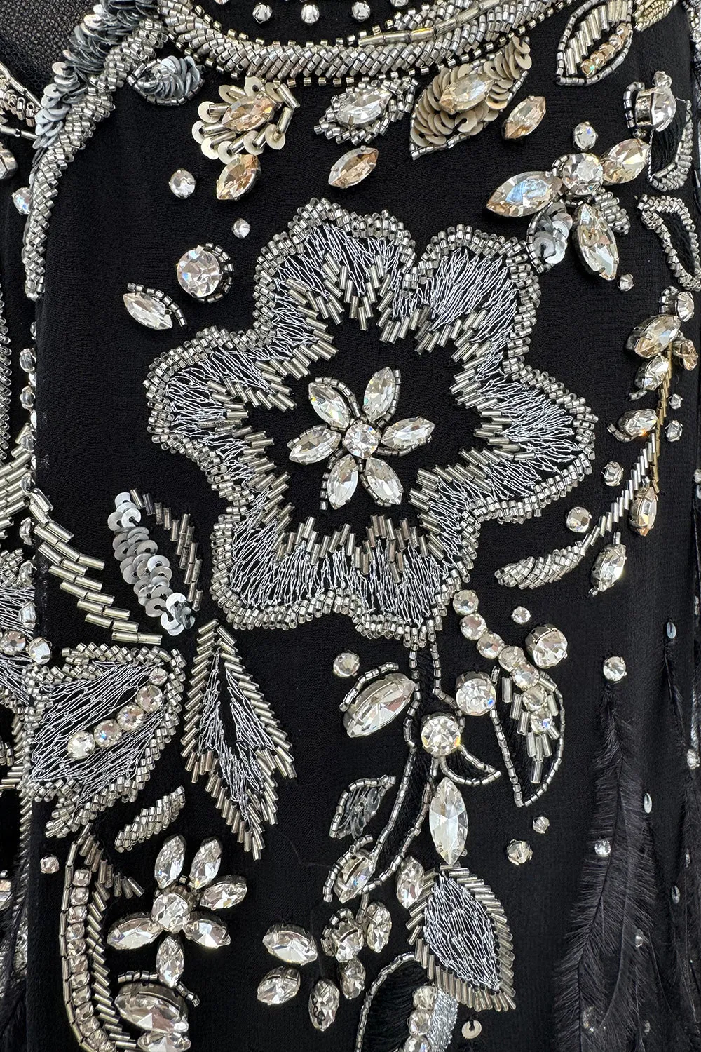Extraordinary 2015 Roberto Cavalli Runway Feather & Net Dress w Bead & Sequin Detailing