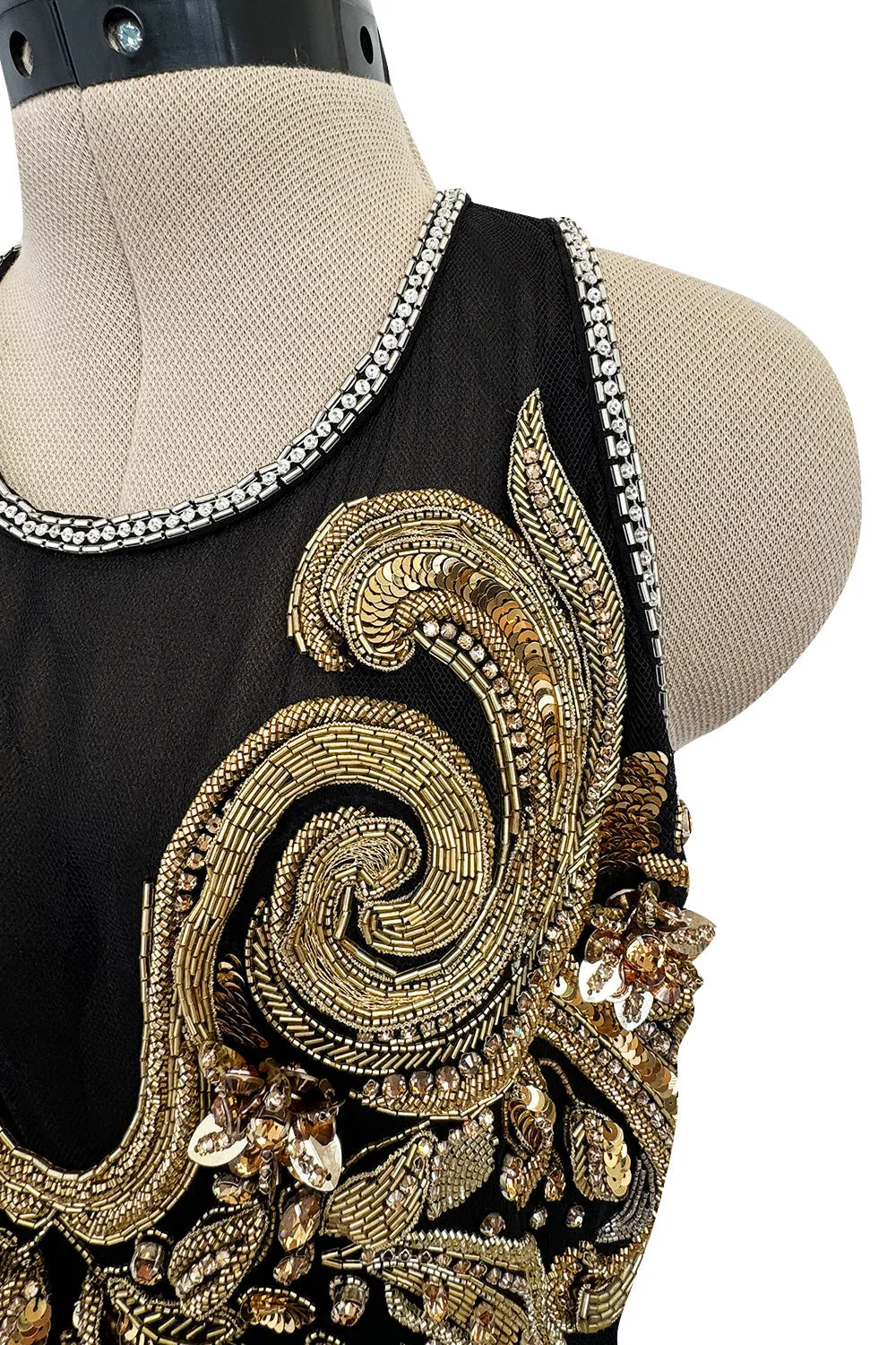 Extraordinary 2015 Roberto Cavalli Runway Feather & Net Dress w Bead & Sequin Detailing