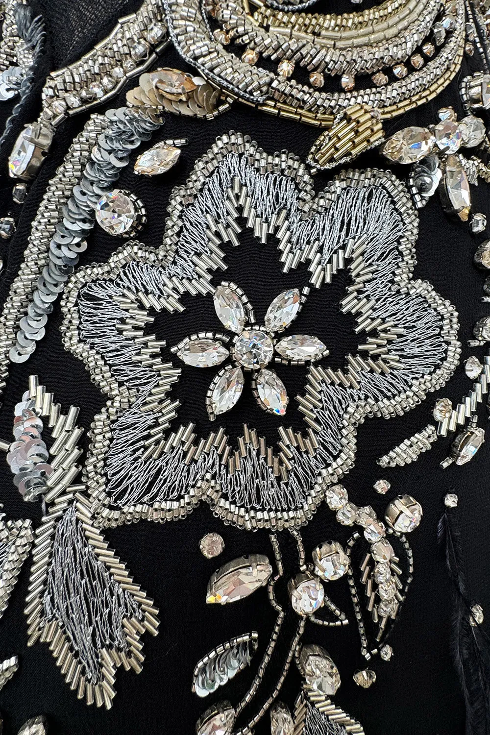 Extraordinary 2015 Roberto Cavalli Runway Feather & Net Dress w Bead & Sequin Detailing