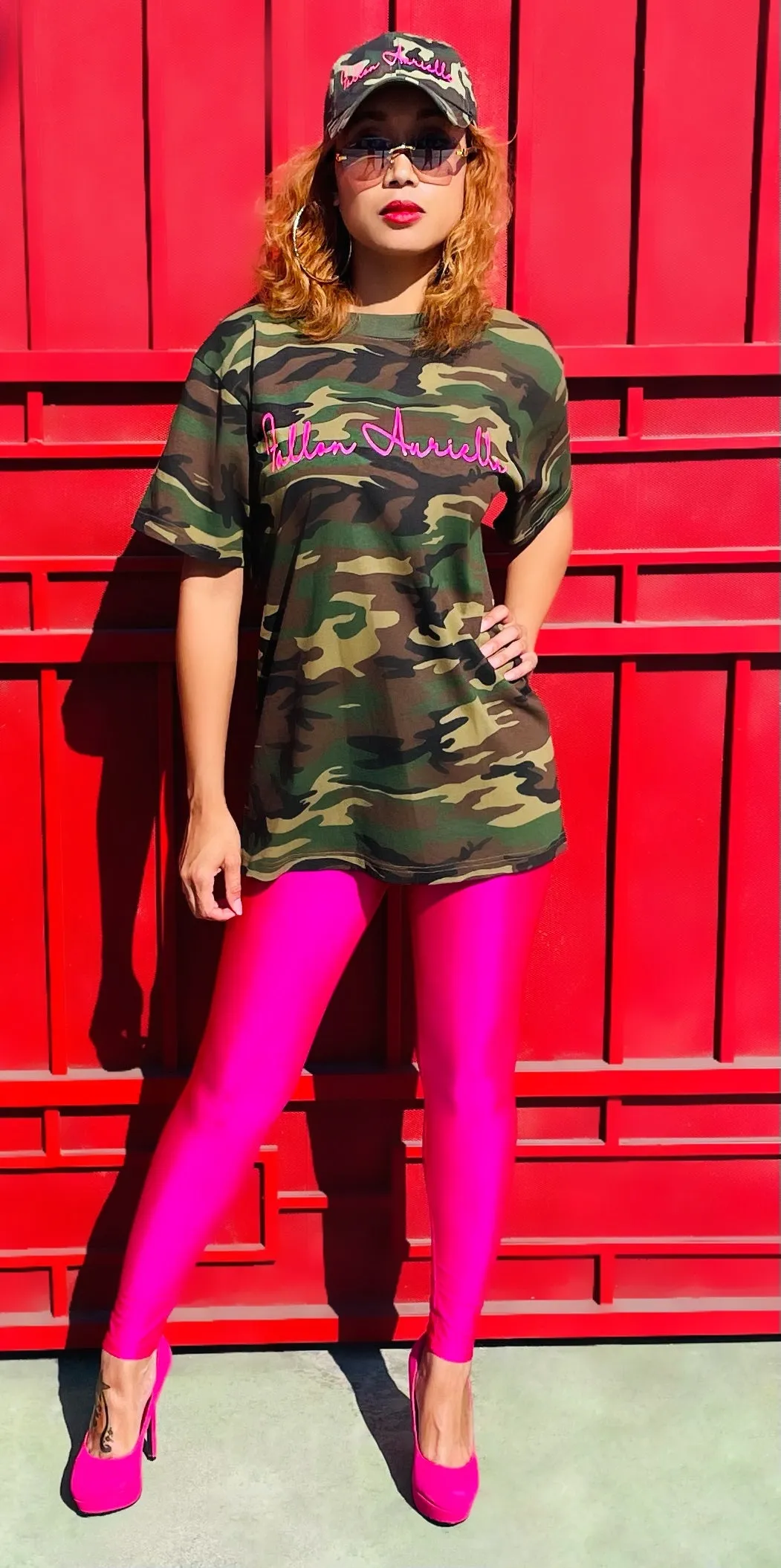 Fallon Aurielle Unisex Signature Classic T-Shirt (Camo & Neon Pink)