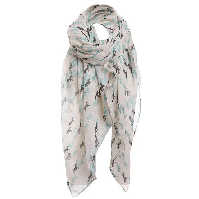 Fashion Scarf With Horse Print