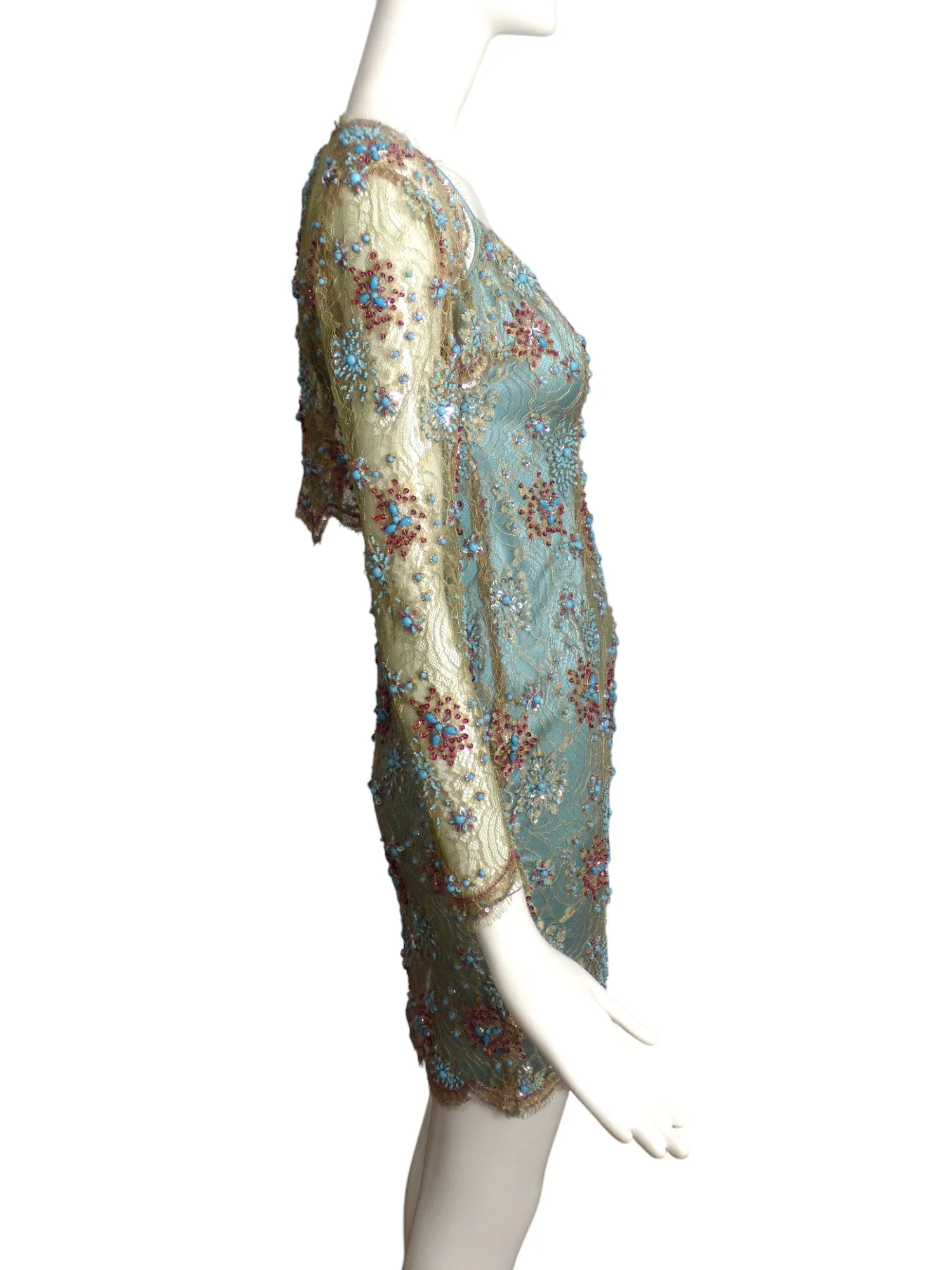 FE ZANDI- 2005 Beaded Lace Cocktail Jacket & Dress, Size 4
