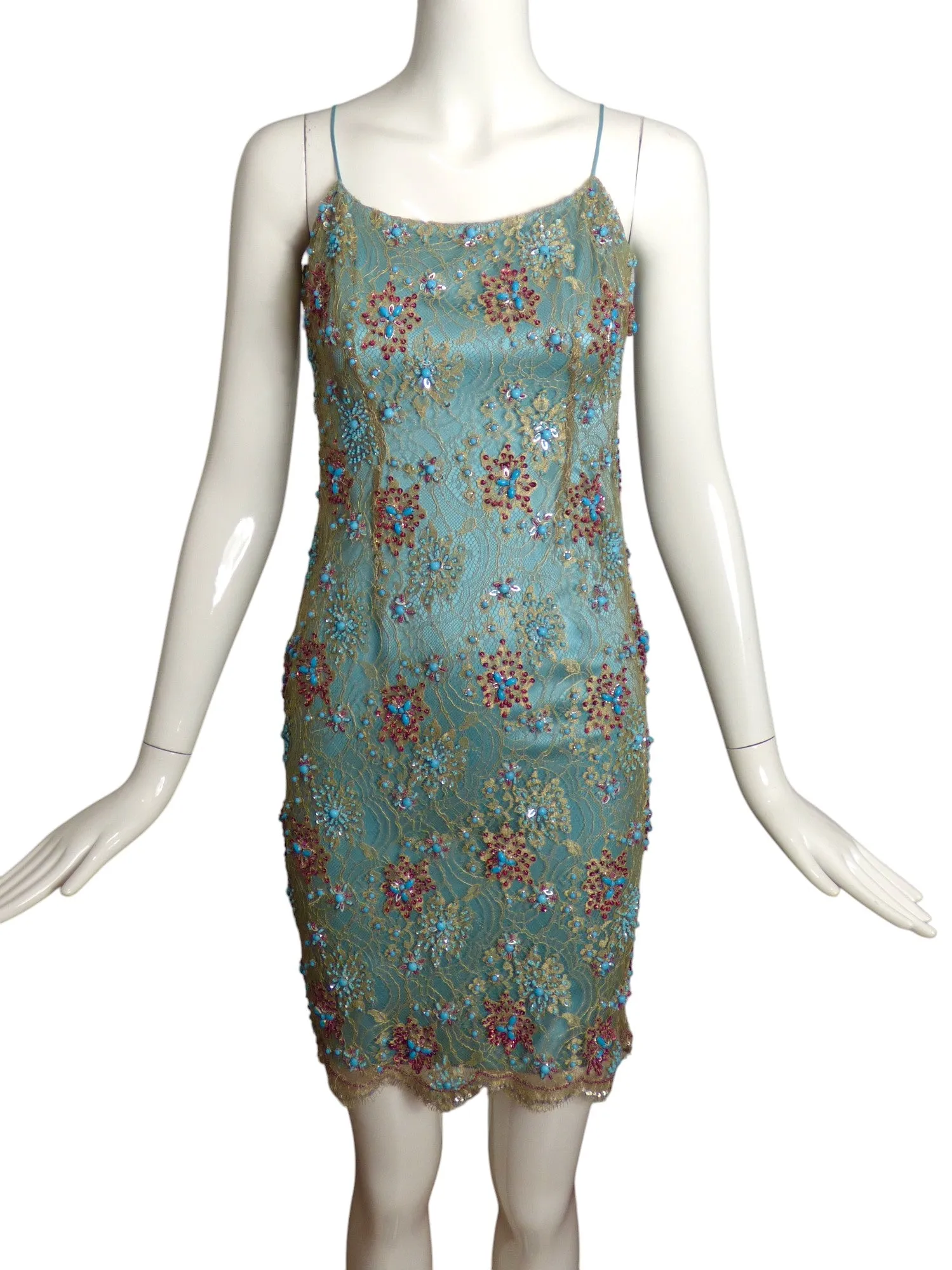 FE ZANDI- 2005 Beaded Lace Cocktail Jacket & Dress, Size 4