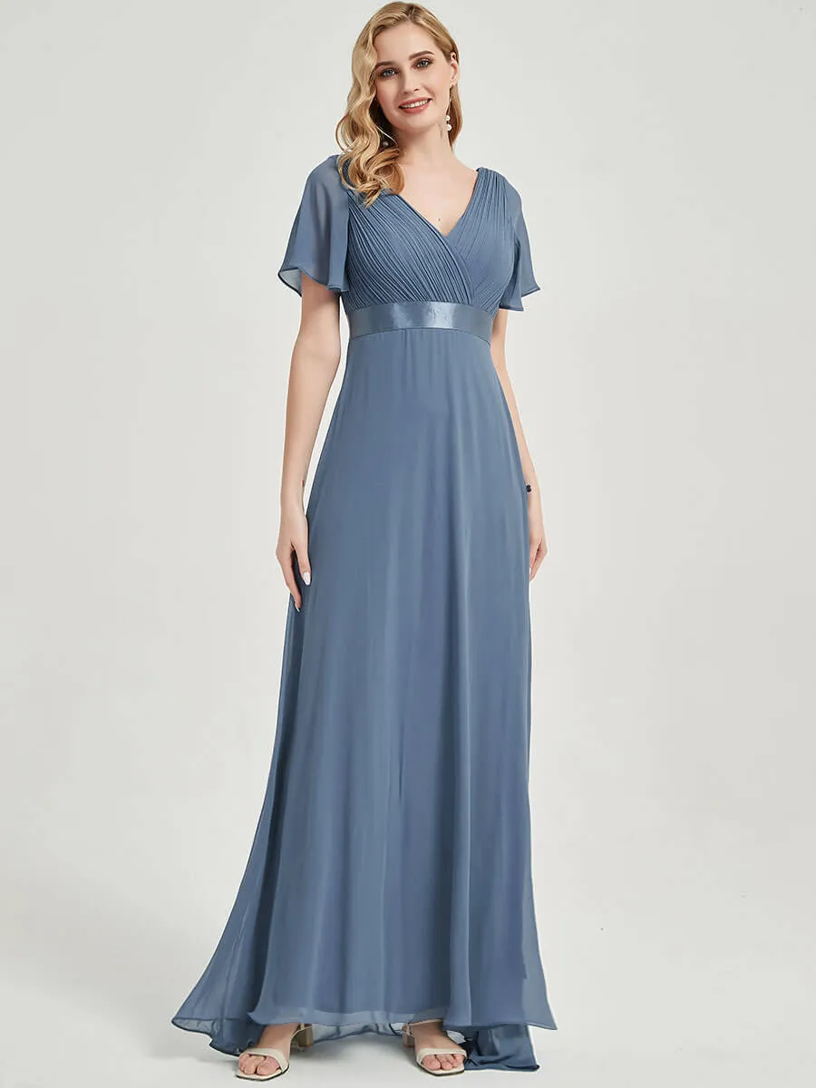 [Final Sale] Sage Ruffle Pleated A-Line Floor-Length Bridesmaid Dresses