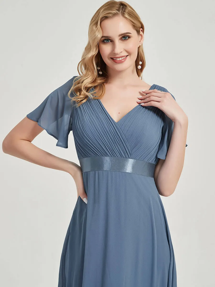 [Final Sale] Sage Ruffle Pleated A-Line Floor-Length Bridesmaid Dresses