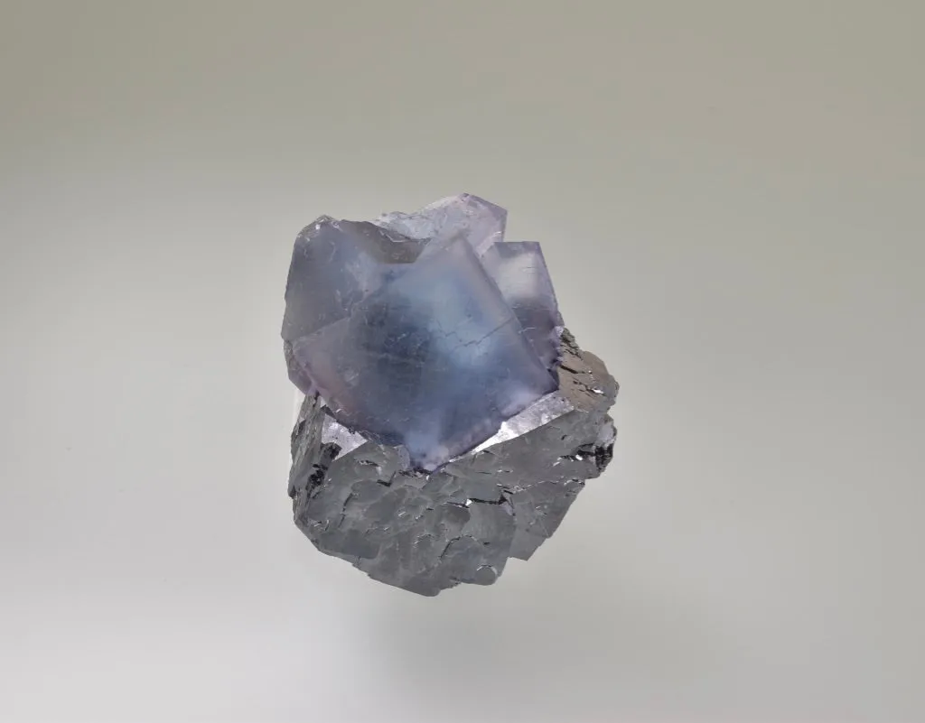 Fluorite and Galena, Sub-Rosiclare Level Annabel Lee Mine, Ozark-Mahoning Company, Harris Creek District Southern Illinois, Mined c. 1988, Holzner Collection #0587, Miniature 2.5 x 5.0 x 6.0 cm, $450.  Online  9/5.