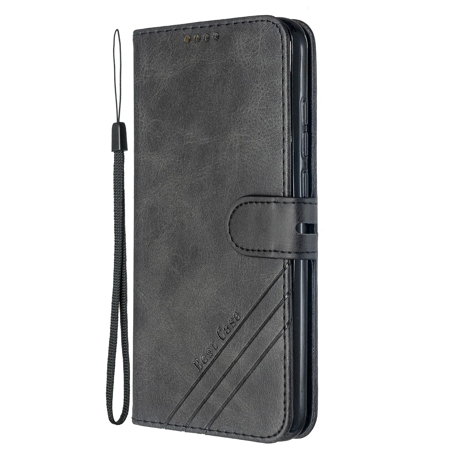 For Redmi Note 8T/Redmi 8/Redmi 8A Case Soft Leather Cover with Denim Texture Precise Cutouts Wallet Design Buckle Closure Smartphone Shell  black