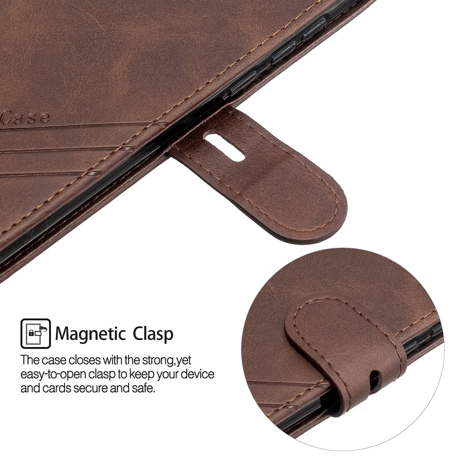For Redmi Note 8T/Redmi 8/Redmi 8A Case Soft Leather Cover with Denim Texture Precise Cutouts Wallet Design Buckle Closure Smartphone Shell  brown