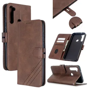 For Redmi Note 8T/Redmi 8/Redmi 8A Case Soft Leather Cover with Denim Texture Precise Cutouts Wallet Design Buckle Closure Smartphone Shell  brown