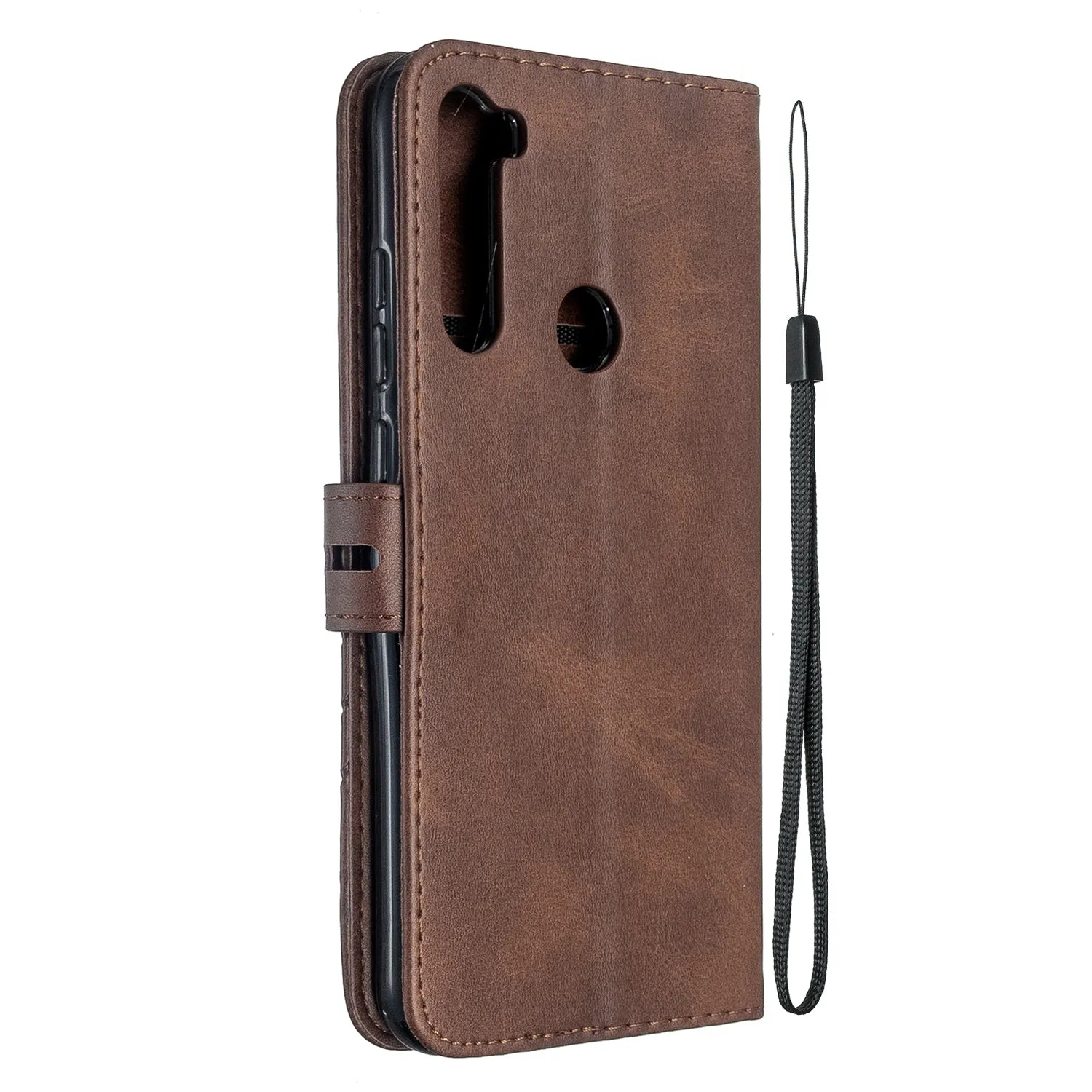 For Redmi Note 8T/Redmi 8/Redmi 8A Case Soft Leather Cover with Denim Texture Precise Cutouts Wallet Design Buckle Closure Smartphone Shell  brown