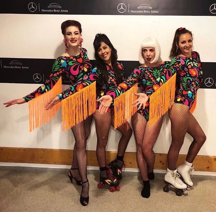 Fringed Lycra Bodysuit in Black Rainbow Femina Magicae
