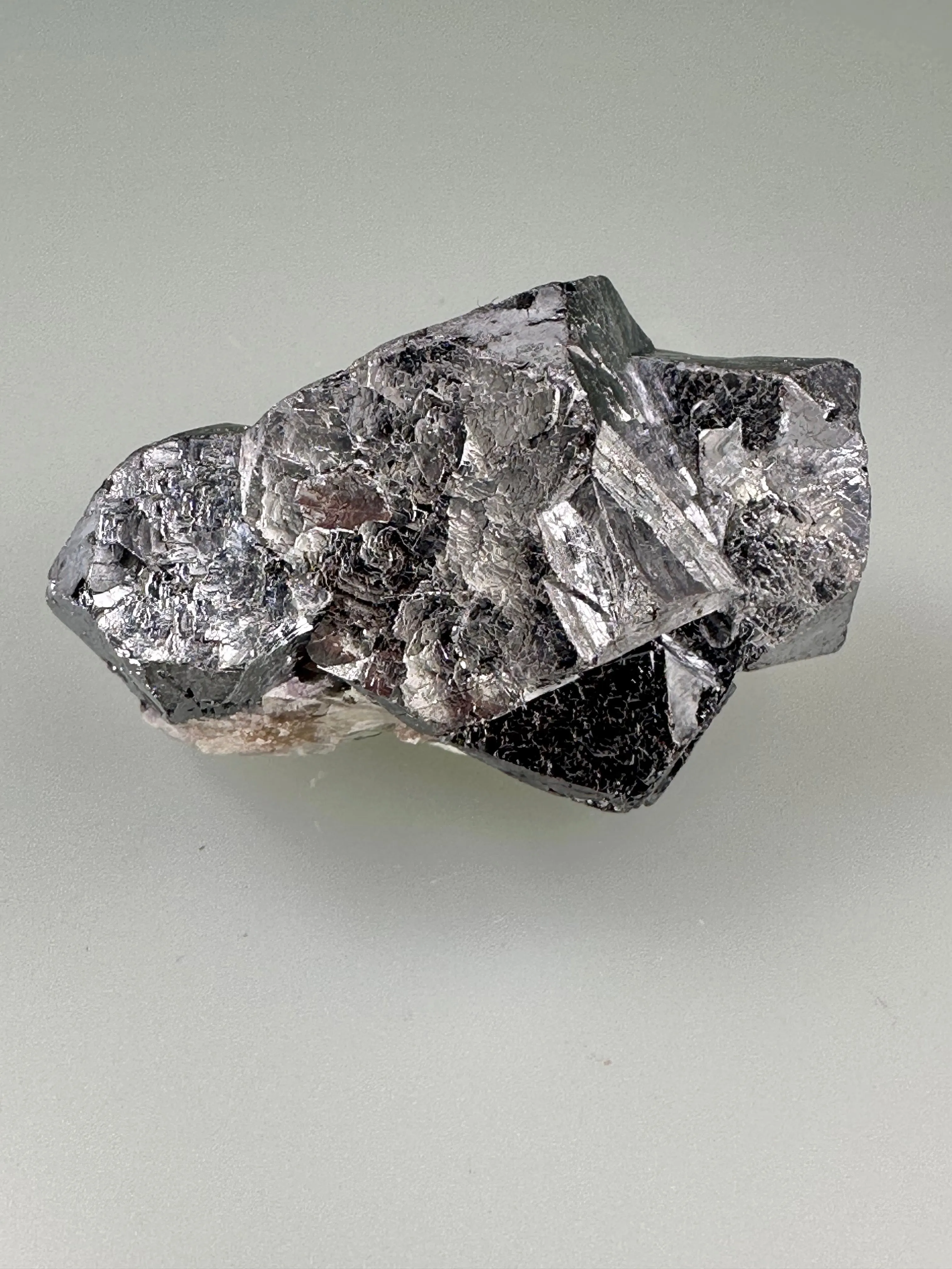 Galena with Fluorite, Rosiclare Level, Main Ore Body, Denton Mine, Ozark-Mahoning Company, Harris Creek District, Southern Illinois, Mined c. early 1990's, ex. Roy Smith Collection, Miniature, 2.5 x 3.0 x 5.0 cm, $45. Online Dec. 12.