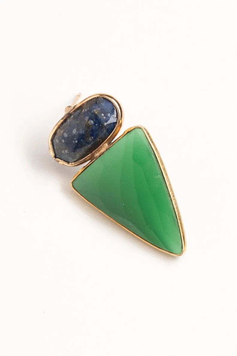 Geometric Blue Green Stone Earrings