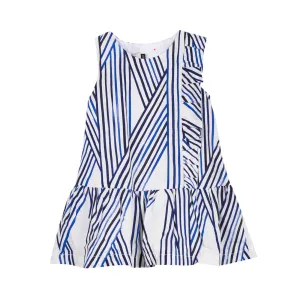 Girls Blue Striped Dress