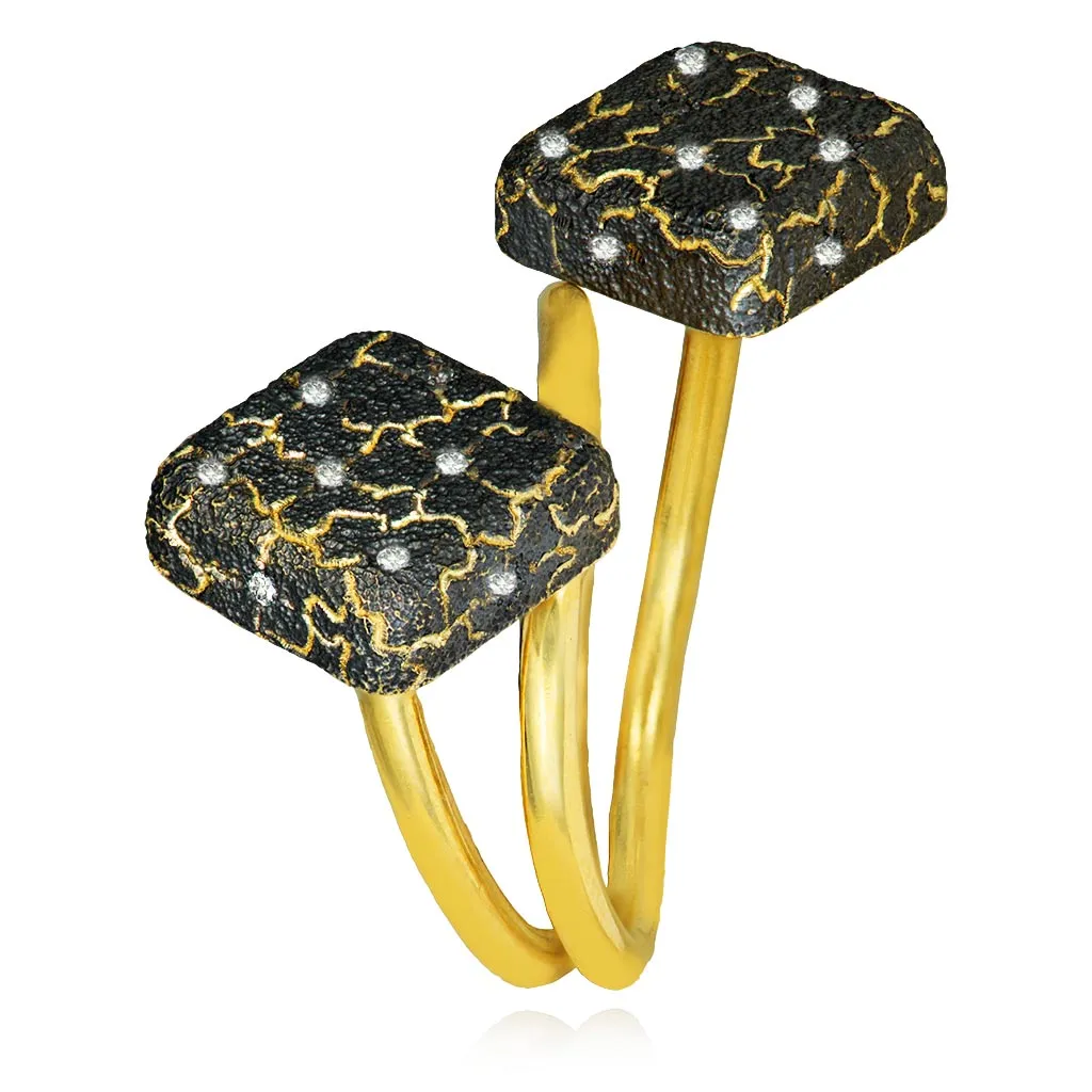 Gold Dice Ring with Diamonds