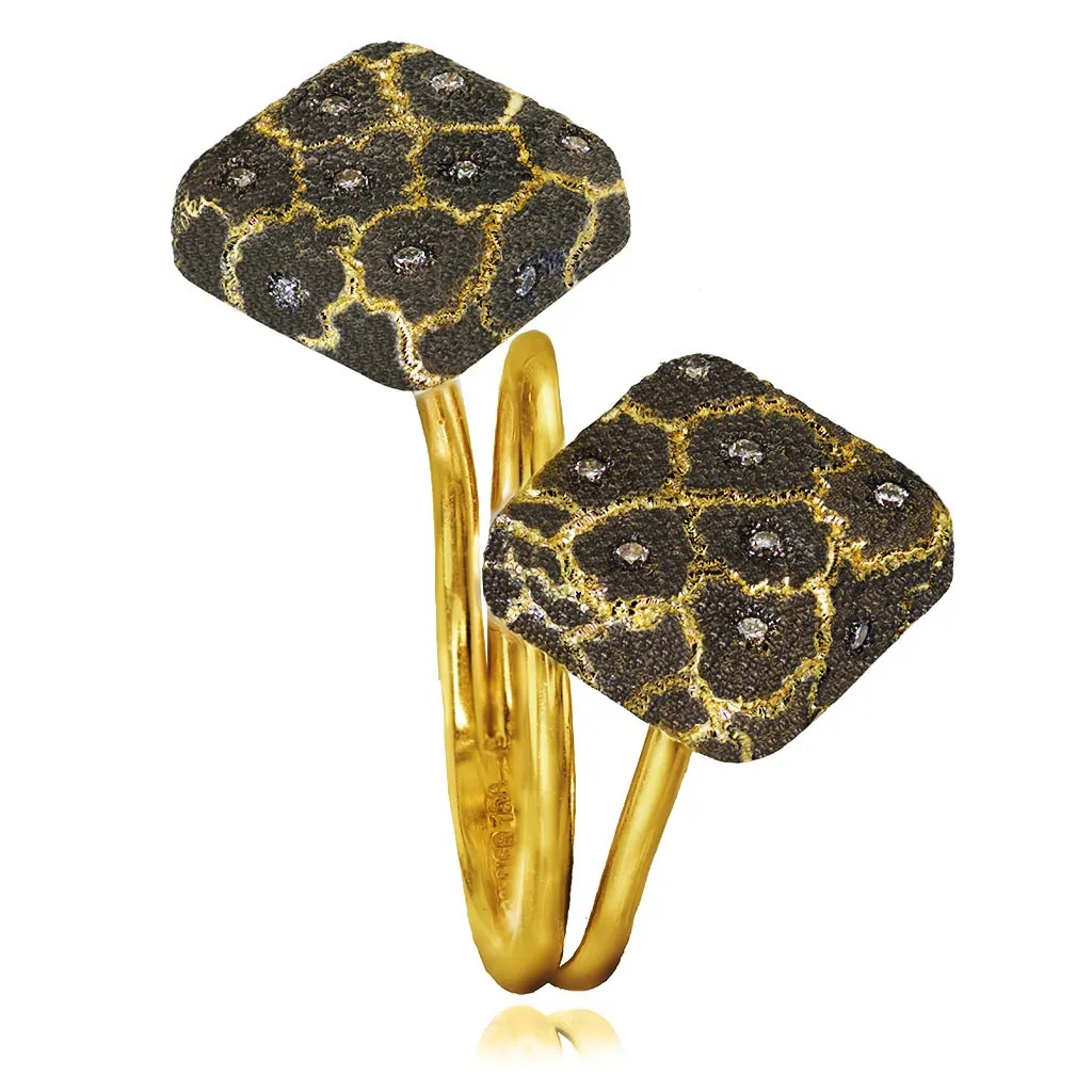 Gold Dice Ring with Diamonds