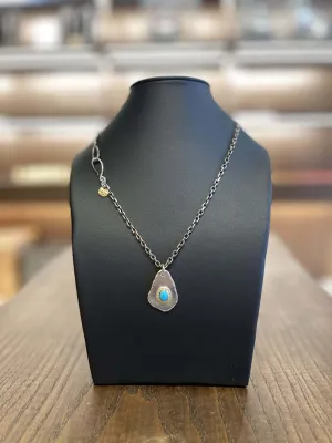 Goros Metal Pendant With Gold Rope Turquoise Stamp With Chain Setup