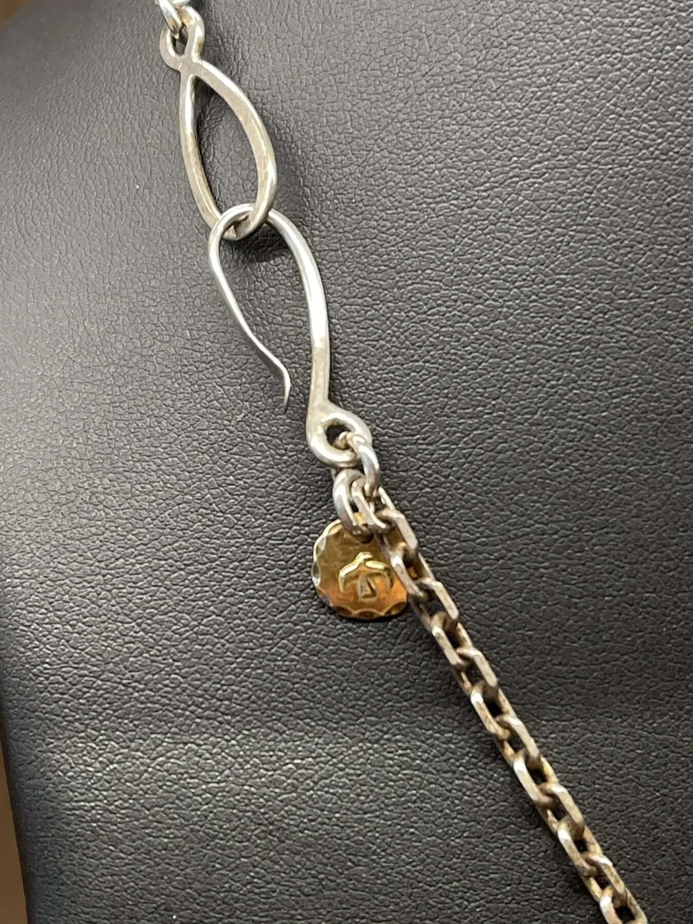 Goros Metal Pendant With Gold Rope Turquoise Stamp With Chain Setup