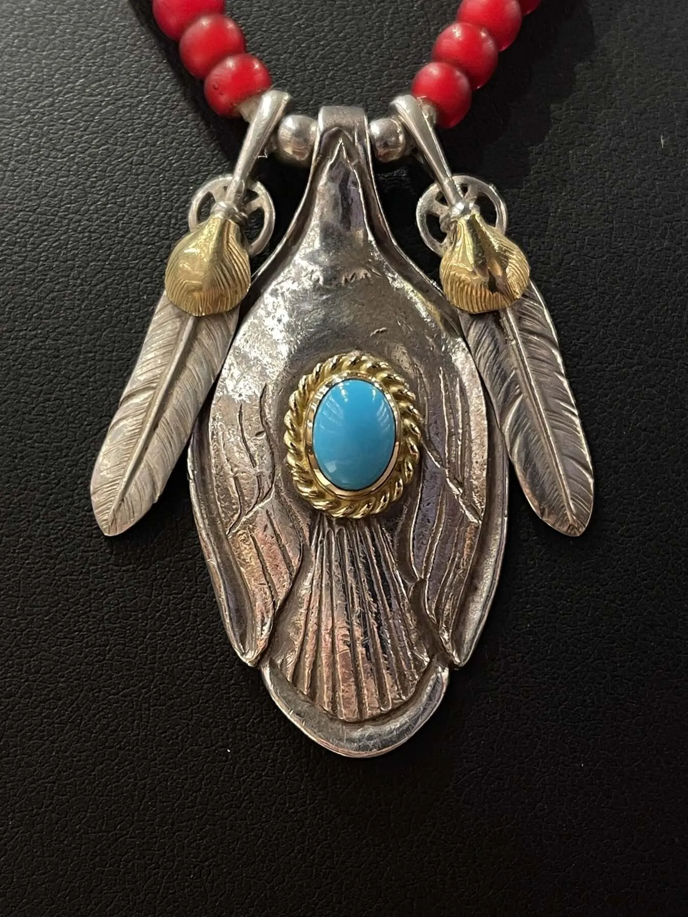 Goros Turquoise Spoon With Heart Wheel Feather Setup