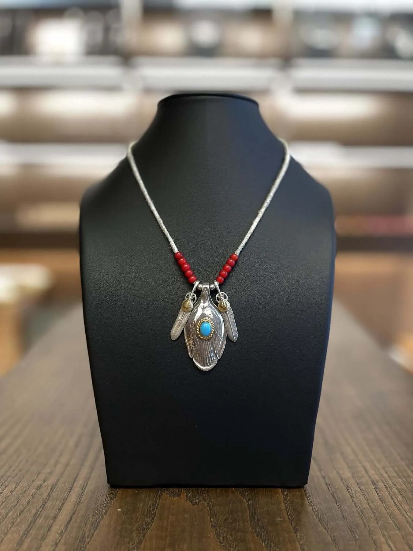 Goros Turquoise Spoon With Heart Wheel Feather Setup