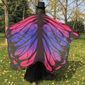 Gradient Color Chiffon Butterfly Wing Scarf Cape - Tutti Frutti