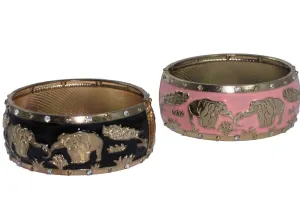 Grazing Elephants Cuff Bangle