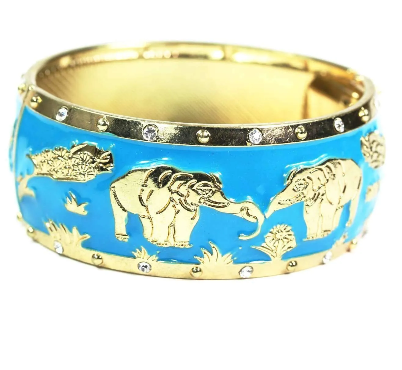 Grazing Elephants Cuff Bangle