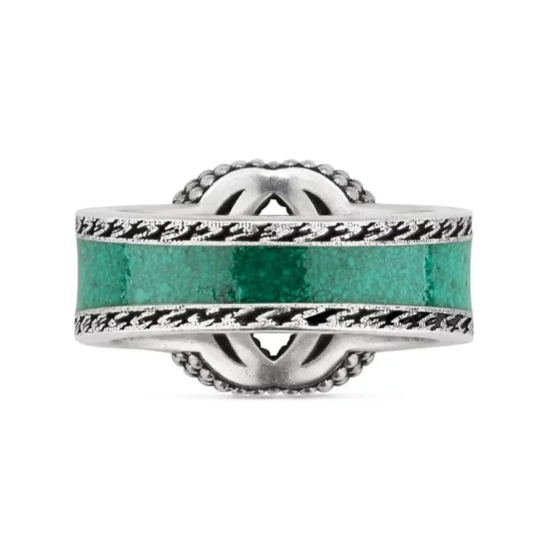 GUCCI- Interlocking GG Enamel Ring, Gucci Size-15