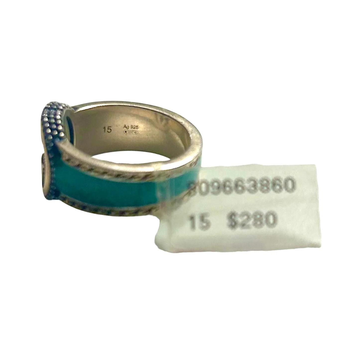 GUCCI- Interlocking GG Enamel Ring, Gucci Size-15